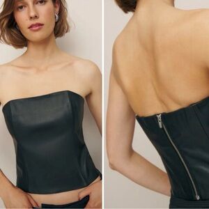 Reformation X Veda Madison leather strapless top NWT